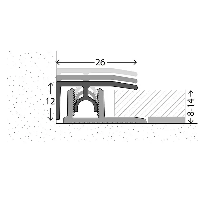 LOGOCLIC Abschlussprofil 313 - Sahara, 0,9 m x 26 mm, Montageart: Stecken - Detailaufnahme