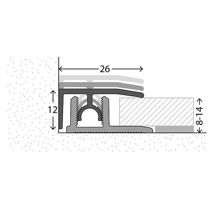 LOGOCLIC Afsluitprofiel 313 - Mat rvs, 0,9 m x 26 mm, Montagemethode: Insteken - Close-up
