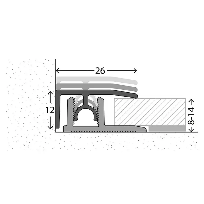 LOGOCLIC Abschlussprofil 313 - Aluminium gebürstet, 0,9 m x 26 mm, Montageart: Stecken - Detailaufnahme