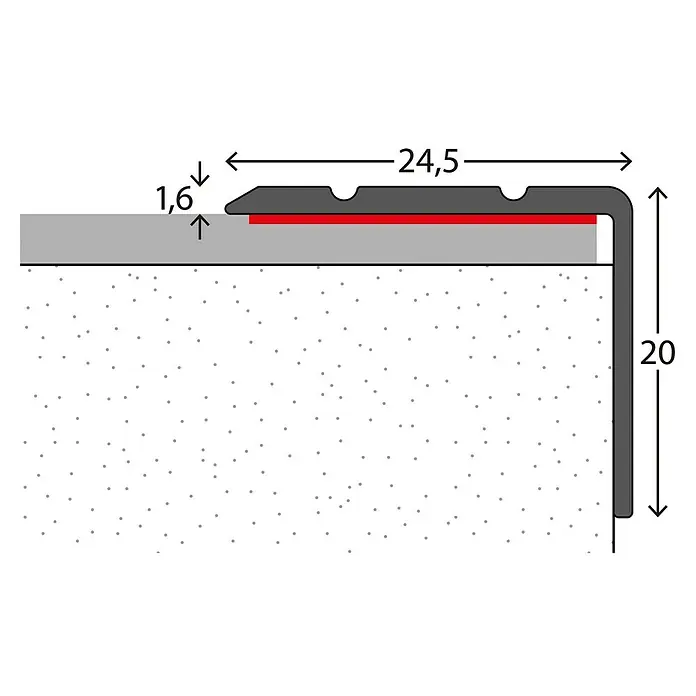 LOGOCLIC Winkelprofil 162 - Edelstahl matt, 1 m x 24,5 mm x 20 mm, Montageart: Kleben - Detailaufnahme