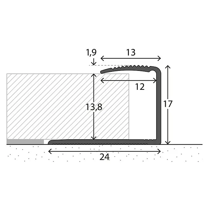 LOGOCLIC Končni profil 253 - Srebrne barve, 0,9 m x 24 mm x 17 mm, Vrsta montaže: Lepljenje - Posnetek od blizu