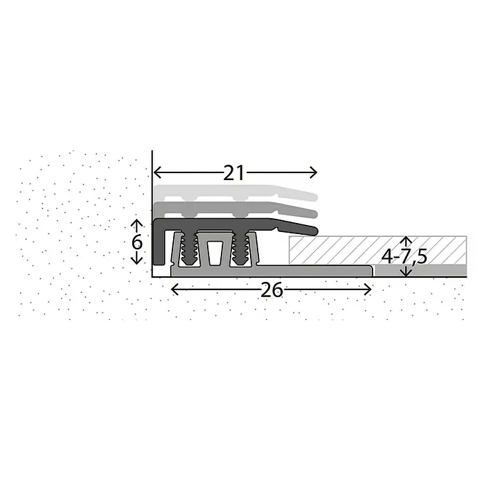 LOGOCLIC Abschlussprofil 324 - Silber, 0,9 m x 21 mm, Montageart: Stecken - Detailaufnahme