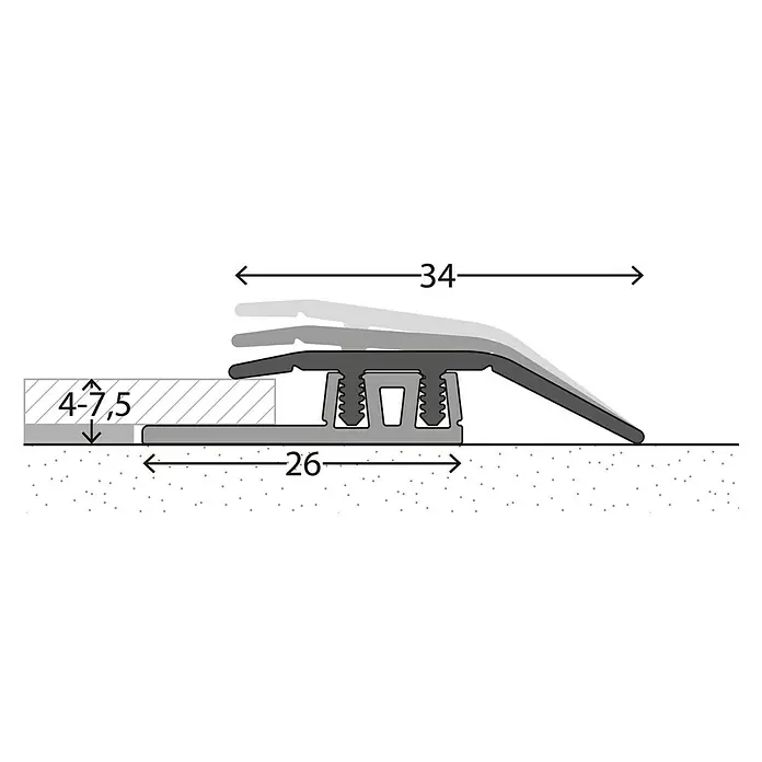 LOGOCLIC Anpassprofil 323 - Edelstahl matt, 0,9 m x 34 mm, Montageart: Stecken - Detailaufnahme