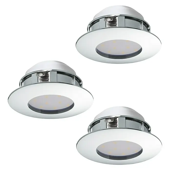 Eglo Set ugradbenih LED svjetiljki Pineda - 18 W, Krom, Topla bijela - Pogled sprijeda