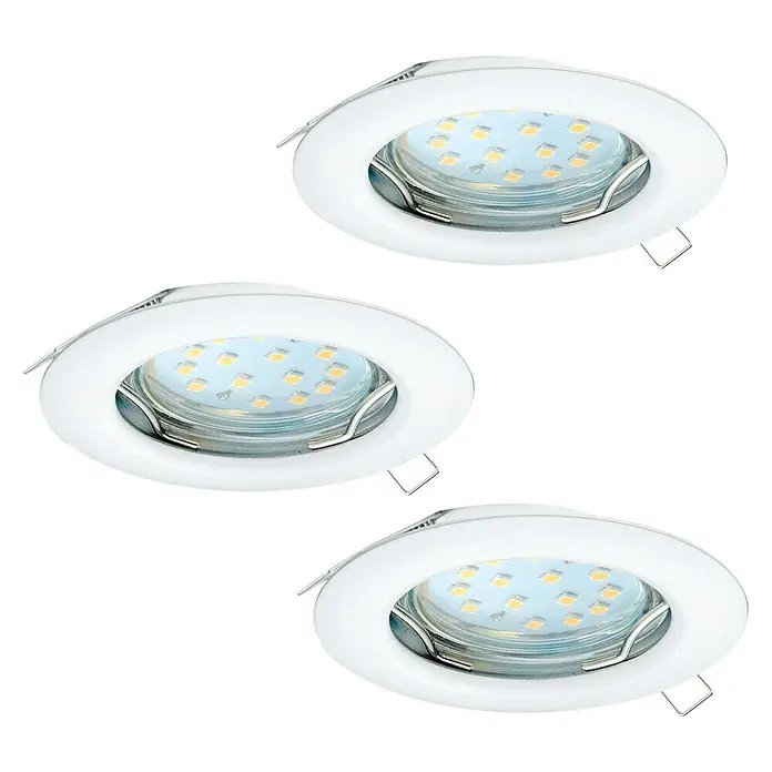 Eglo Set ugradbenih LED svjetiljki - 9 W, Bijele boje, 3 Kom., Topla bijela, IP20 - Pogled sprijeda