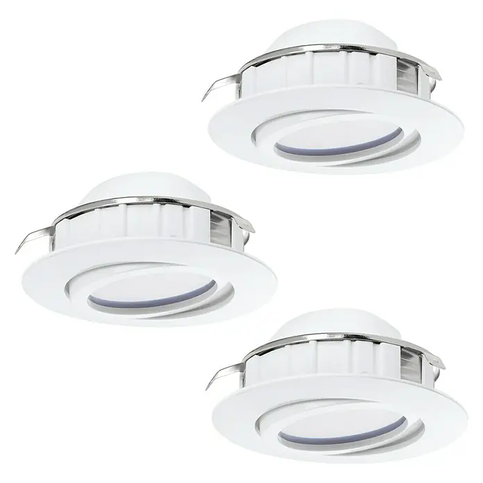 Eglo Set ugradbenih LED svjetiljki Pineda - 6 W, D x Š x V: 8,4 x 8,4 x 4 cm, Bijele boje, 3 Kom., Topla bijela, pomična glava svjetiljke - Pogled sprijeda