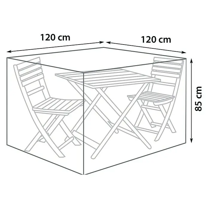 Sunfun Balkon-Set-Schutzhülle rund - Ø x H: 120 x 85 cm - Skizze