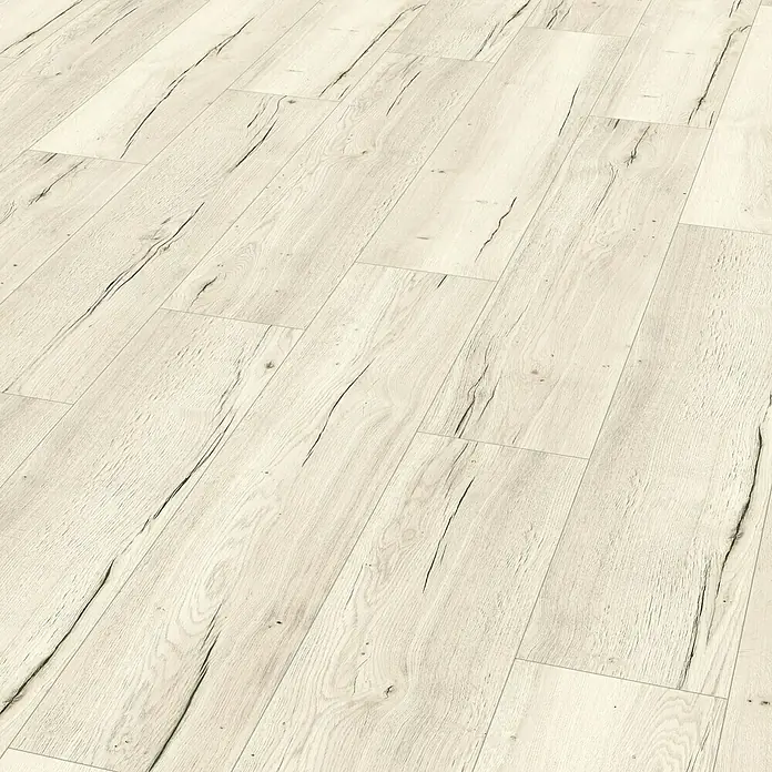 Egger Home Korkboden Comfort Halifax Eiche Hell - 1.292 x 245 x 8 mm, Landhausdiele - Linke Seitenansicht