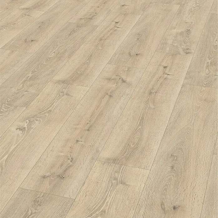 Egger Home Korkboden Comfort Loami Eiche natur - 1.292 x 245 x 8 mm, Landhausdiele - Linke Seitenansicht