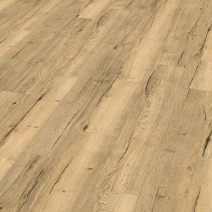 Egger Home Korkboden Comfort Halifax Eiche - 1.292 x 193 x 8 mm, Landhausdiele - Linke Seitenansicht