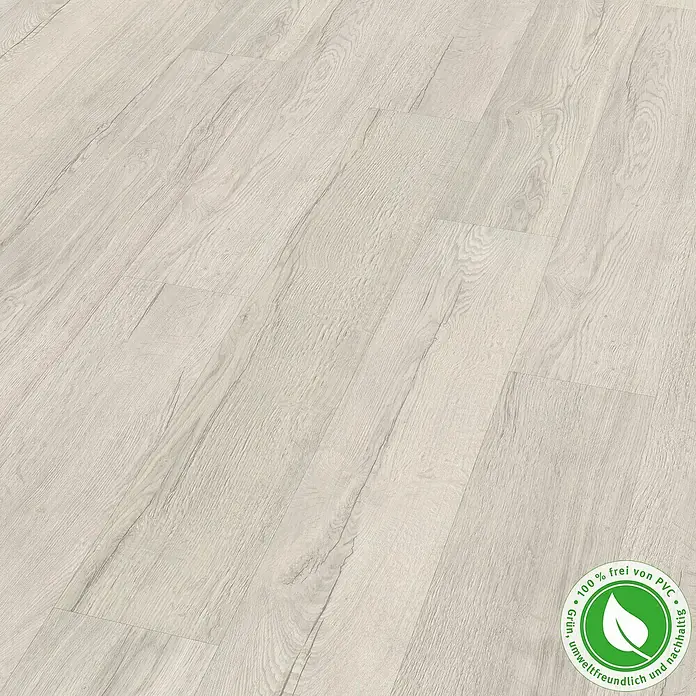 Egger Home Dizajnerske podne obloge GreenTec Elva Eiche Weiß - 1.292 x 193 x 7,5 mm, Rustikalni pod - Pogled s lijeve strane