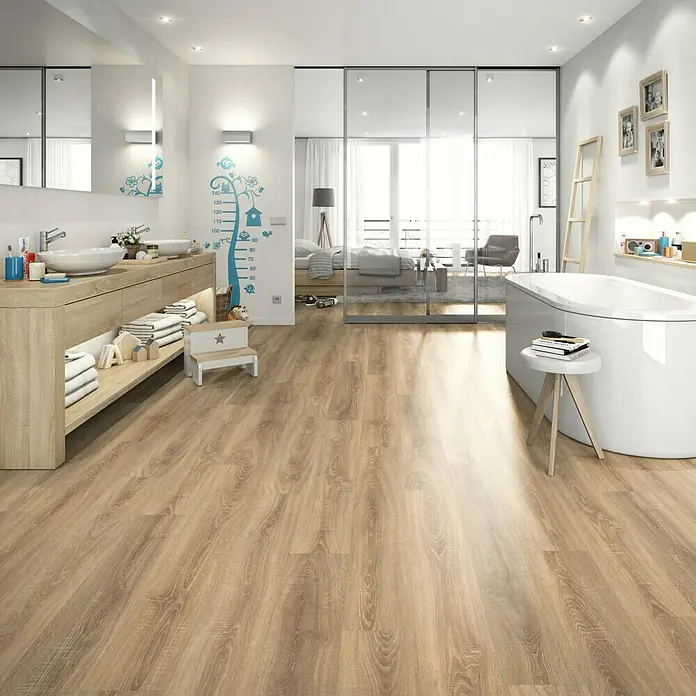 Egger Home Dizajnerske podne obloge GreenTec Eiche Sägerau Braun - 1.292 x 193 x 7,5 mm, Rustikalni pod - Živopisni prikaz