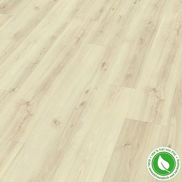 Egger Home Dizajnerske podne obloge GreenTec Eiche Dezent Weiß - 1.292 x 193 x 7,5 mm, Rustikalni pod - Pogled s lijeve strane