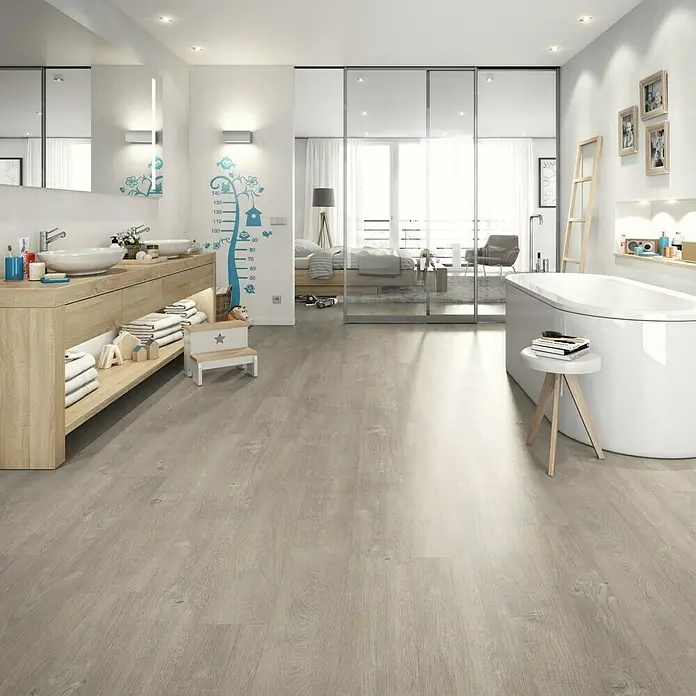Egger Home Designboden GreenTec Calora Eiche Grau - 1.292 x 193 x 7,5 mm, Landhausdiele - Stimmungsaufnahme