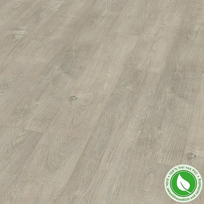 Egger Home Designboden GreenTec Calora Eiche Grau - 1.292 x 193 x 7,5 mm, Landhausdiele - Linke Seitenansicht