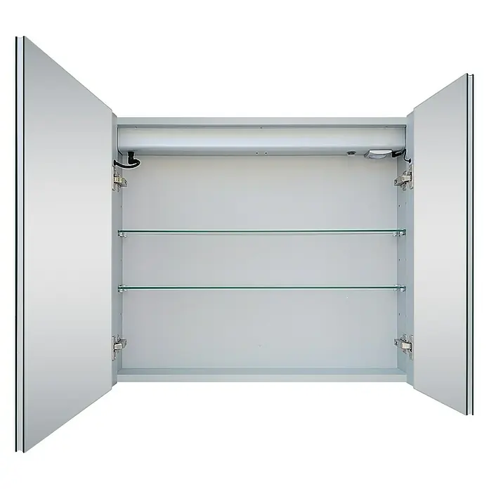 DSK LED-Spiegelschrank Aluminio Sun - B x H: 80 x 70 cm, Mit Beleuchtung, Aluminium - Vorderansicht