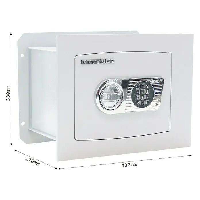 Rottner Wandtresor Delta - Elektronisches Zahlenschloss, L x B x H: 27 x 34 x 33 cm, Lichtgrau - Skizze