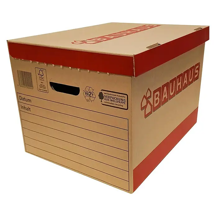 BAUHAUS Caja para archivadores - 2 ud., L x An x Al: 397 x 320 x 288 mm, Cartón corrugado - Vista angular