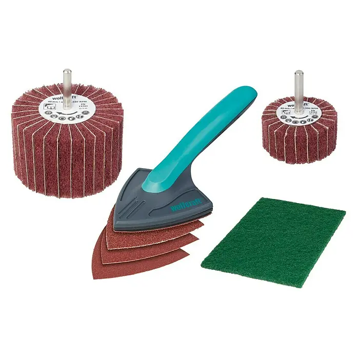Wolfcraft Set de herramientas de cepillado 5642000 - 7 pzs. - Vista angular