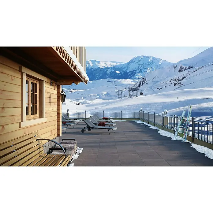 Terrassenfliese Terrassimo - 60 x 60 x 2 cm, Anthrazit, Matt - Stimmungsaufnahme