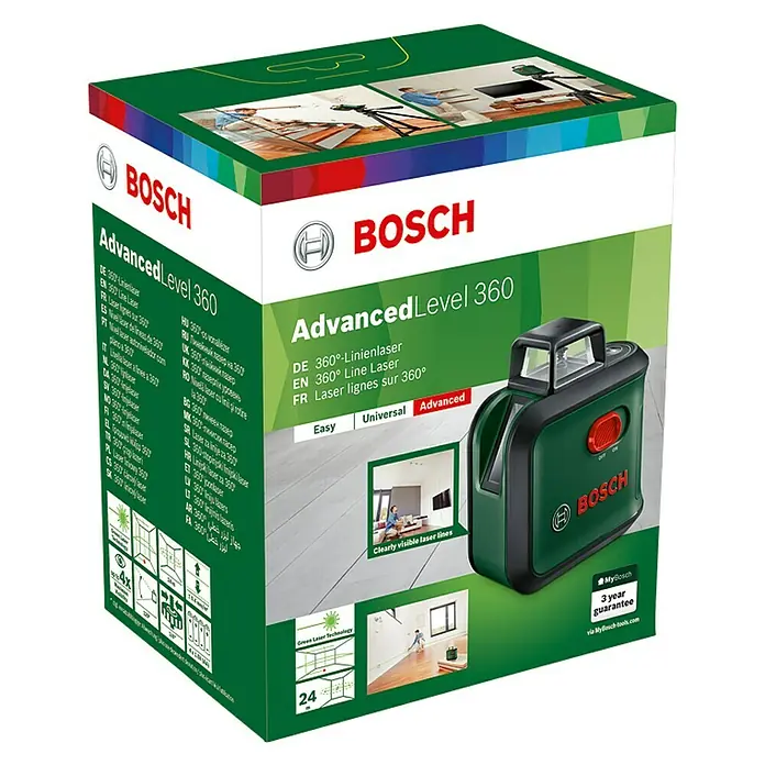 Bosch Advanced Kreuzlinienlaser Level 360 - Max. Arbeitsbereich: 24 m - Linke Seitenansicht