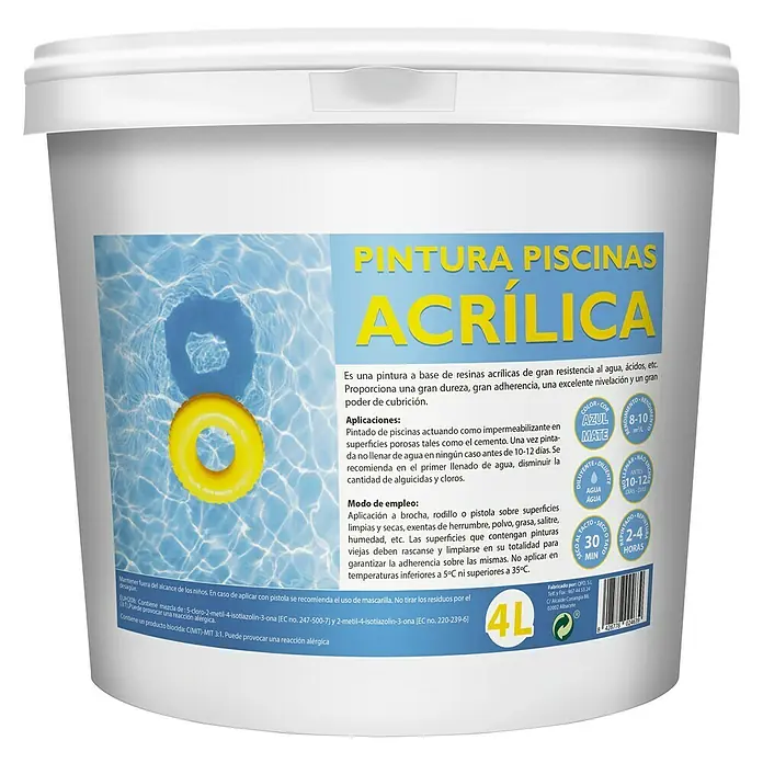 Pintura para piscinas acrílica - Azul, 4 l, Mate - Vista frontal