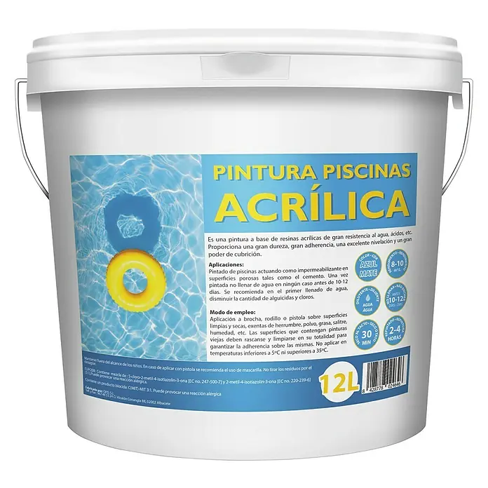 Pintura para piscinas acrílica - Azul, 12 l, Mate - Vista frontal