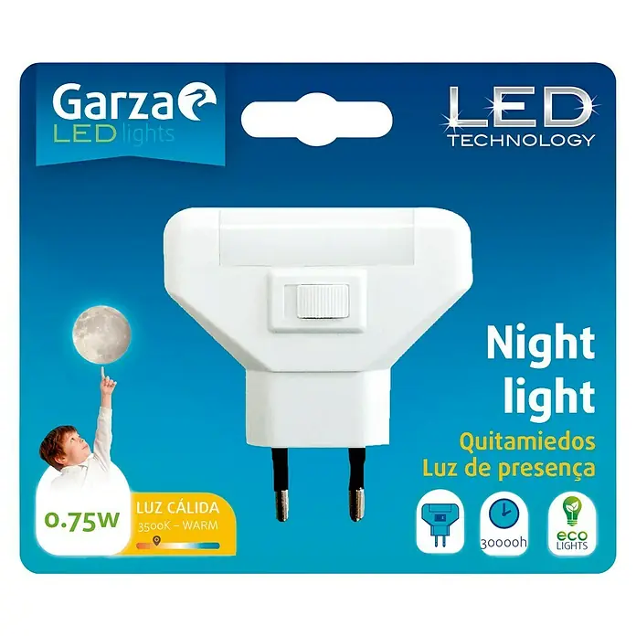 Garza Luz de noche LED Night - 0,7 W, Blanco, Temperatura del color: 3.500 K