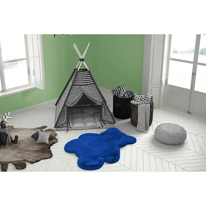 Kayoom Kids Deko-Kunstfell Teddy - Blau, 90 x 73 cm, 100 % Polyester - Stimmungsaufnahme