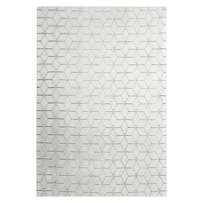 Kayoom Hochflorteppich Vivica 125 - Weiß/Taupe, 160 x 120 cm, 100 % Polyester - Ansicht von oben