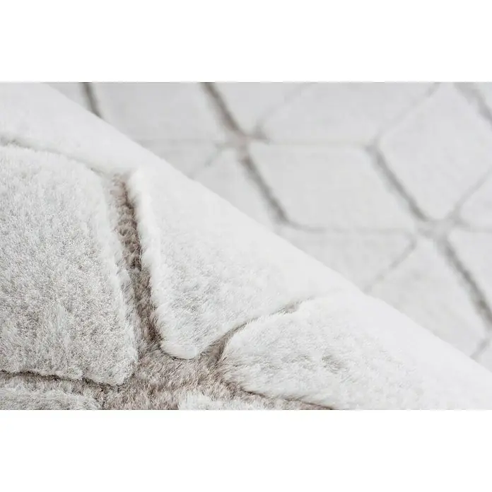 Kayoom Hochflorteppich Vivica 125 - Weiß/Taupe, 160 x 120 cm, 100 % Polyester - Detailaufnahme