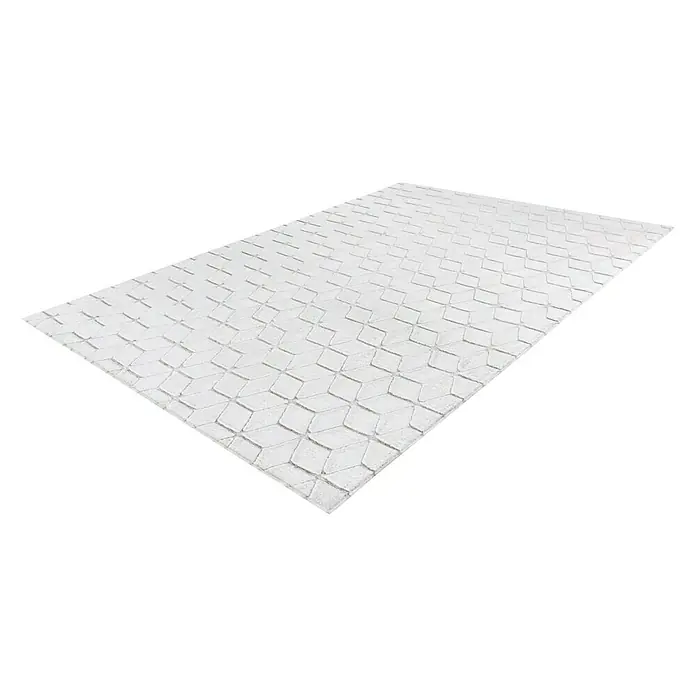 Kayoom Hochflorteppich Vivica 125 - Weiß/Taupe, 160 x 120 cm, 100 % Polyester - Rechte Seitenansicht