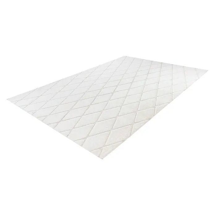 Kayoom Hochflorteppich Vivica 225 - Weiß/Creme, 150 x 80 cm, 100 % Polyester - Rechte Seitenansicht