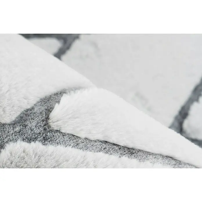 Kayoom Hochflorteppich Vivica 225 - Weiß/Anthrazit, 150 x 80 cm, 100 % Polyester - Detailaufnahme