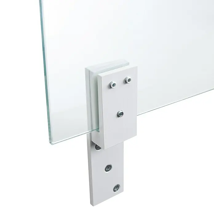 Room Plaza Thekenhalter - 150 x 40 mm, Weiß, Passend für: Room Plaza Hygieneschutzglas - Detailaufnahme