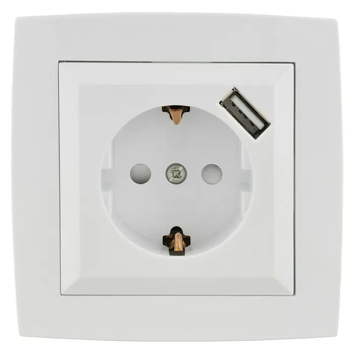 Voltomat MIKA USB-Steckdose - 1-fach, Ultraweiß, Kunststoff, 16 A