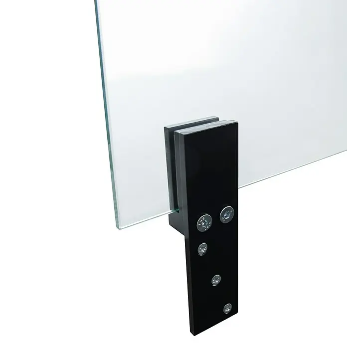 Room Plaza Thekenhalter - 150 x 40 mm, Schwarz, Passend für: Room Plaza Hygieneschutzglas - Detailaufnahme