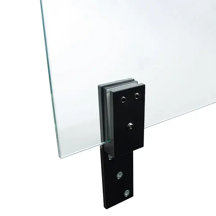 Room Plaza Thekenhalter - 150 x 40 mm, Schwarz, Passend für: Room Plaza Hygieneschutzglas - Detailaufnahme
