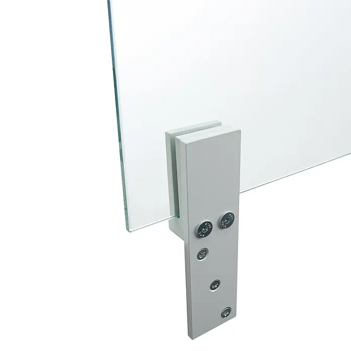 Room Plaza Thekenhalter - 150 x 40 mm, Lichtgrau, Passend für: Room Plaza Hygieneschutzglas - Detailaufnahme