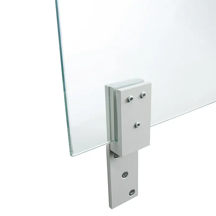 Room Plaza Thekenhalter - 150 x 40 mm, Lichtgrau, Passend für: Room Plaza Hygieneschutzglas - Detailaufnahme