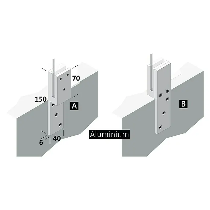 Room Plaza Thekenhalter - 150 x 40 mm, Lichtgrau, Passend für: Room Plaza Hygieneschutzglas - Detailaufnahme