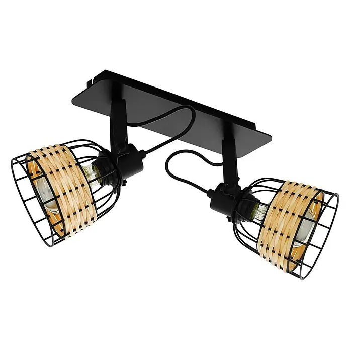 Eglo Anwick Deckenstrahler ANWICK 1 - 80 W, L x B x H: 48 x 14 x 24 cm, Schwarz, E27, 2 Stk. - Vorderansicht