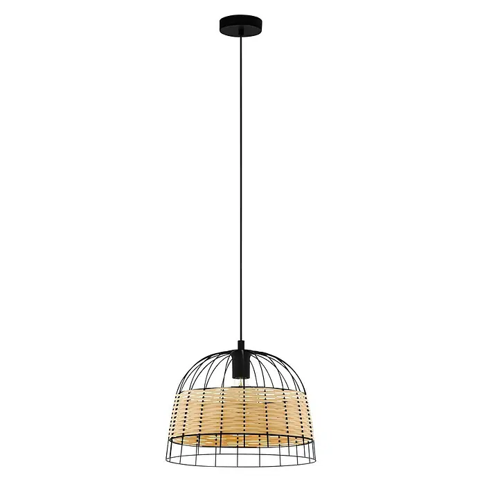 Eglo Anwick Pendelleuchte rund - 40 W, Ø x H: 370 mm x 110 cm, Schwarz, E27 - Vorderansicht