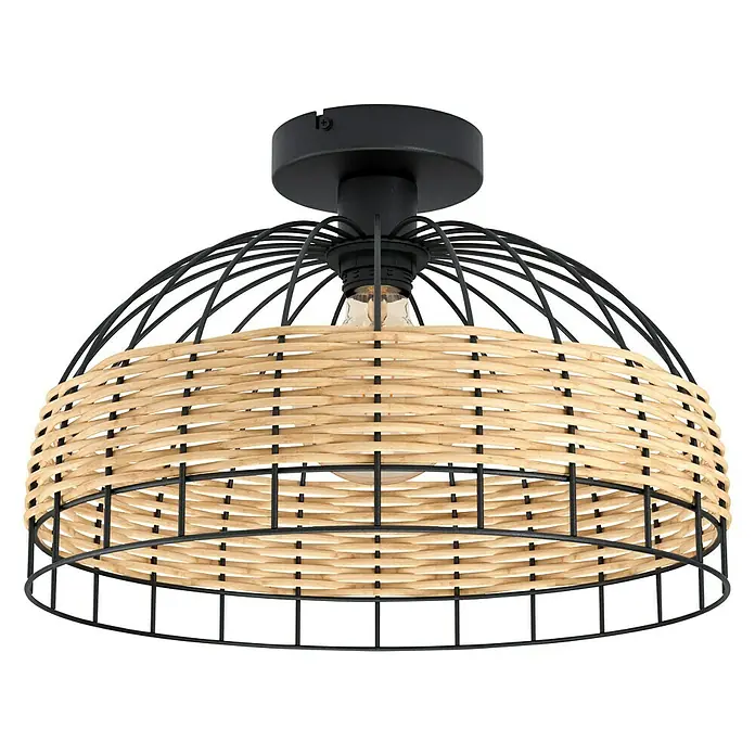 Eglo Anwick Deckenleuchte rund ANWICK - 60 W, Ø x H: 380 mm x 265 cm, Schwarz, E27 - Vorderansicht
