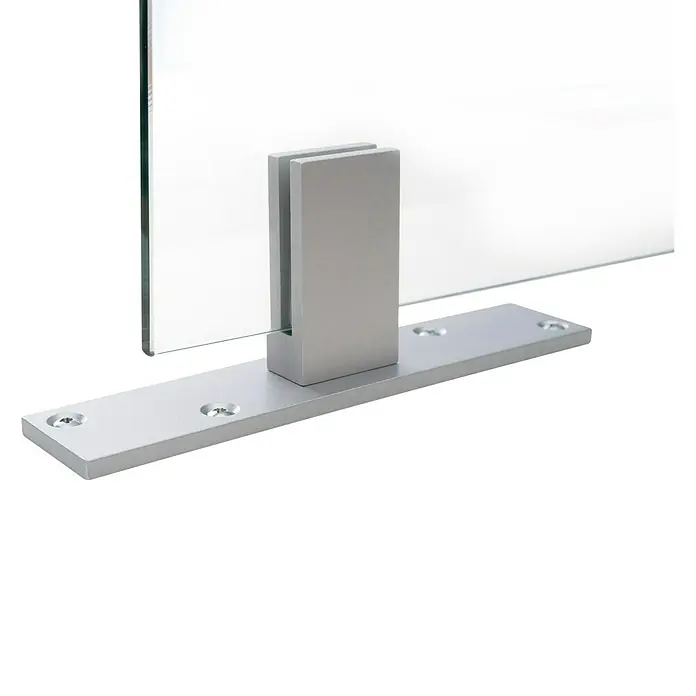 Room Plaza Standfuß - 200 x 40 mm, Silber, Passend für: Room Plaza Hygieneschutzglas - Linke Seitenansicht