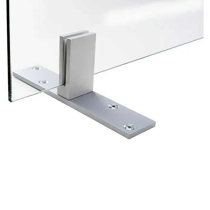Room Plaza Standfuß - 200 x 40 mm, Silber, Passend für: Room Plaza Hygieneschutzglas - Linke Seitenansicht