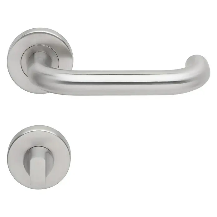 Diamond Doors Modern Zimmertürgarnitur WC Vermont - Türstärke: 40 mm - 45 mm, Schlitzkopf/Olive SK/OL, Edelstahl, L-Form - Vorderansicht