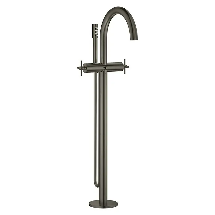 Grohe Atrio Wannenstandarmatur - Höhe: 104 cm, Kreuzgriff, Hard Graphite, Matt - Rechte Seitenansicht