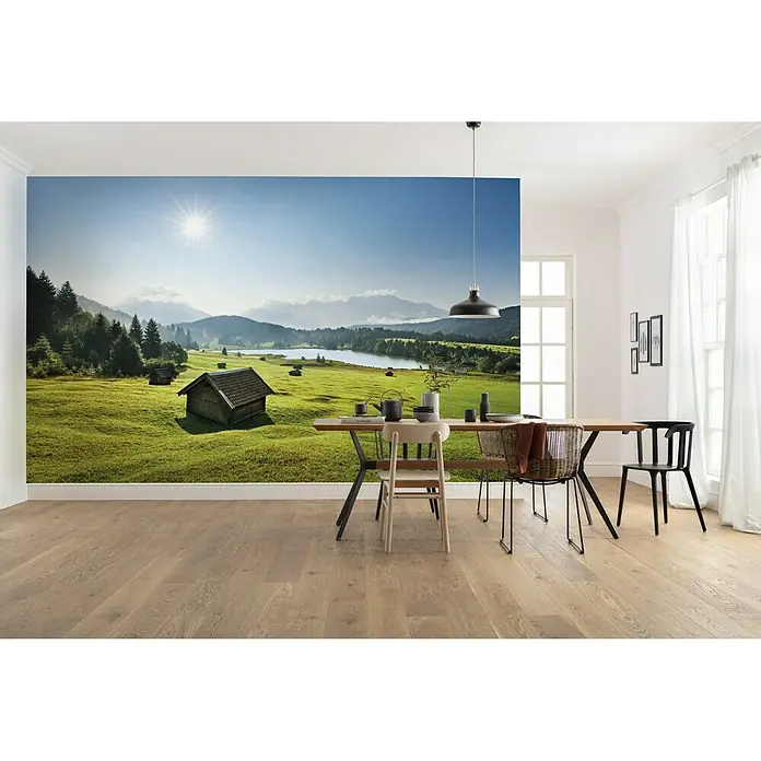 Komar Stefan Hefele Edition 2 Fototapete Bergwiese vor Karwendel - 9 -tlg., B x H: 450 x 280 cm, Vlies - Stimmungsaufnahme