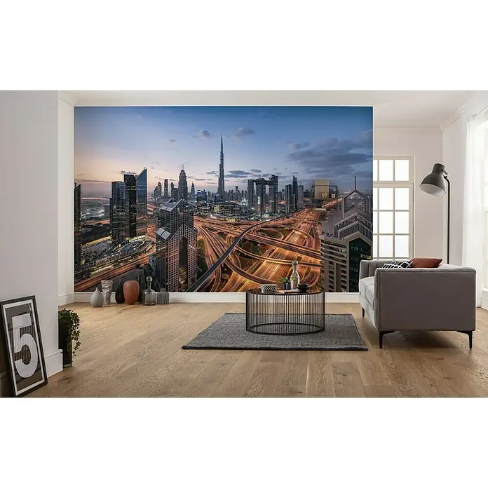 Komar Stefan Hefele Edition 2 Fototapete Lights of Dubai - 9 -tlg., B x H: 450 x 280 cm, Vlies - Stimmungsaufnahme